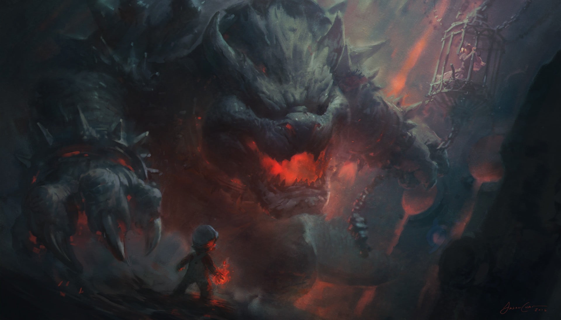 dragon digital wallpaper Nintendo bowser Super Mario video games 2k