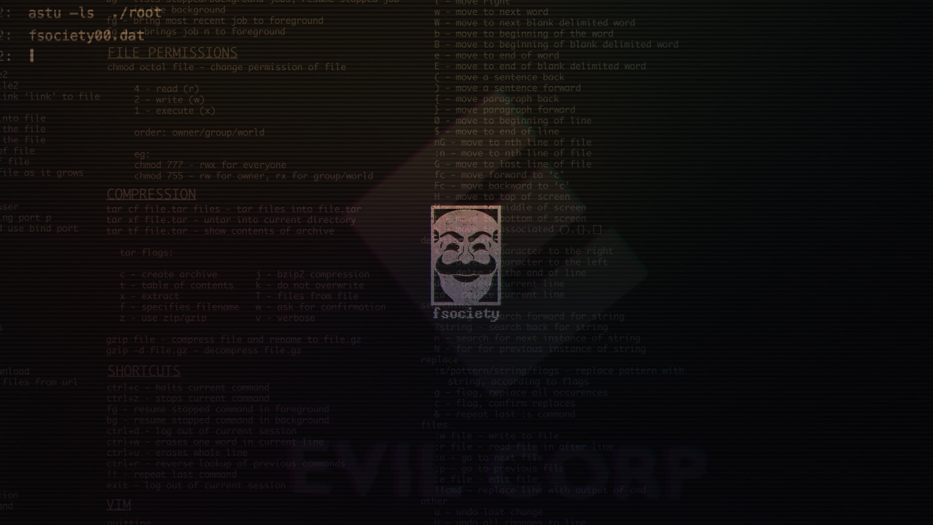 Fareview logo Mr Robot fsociety E Corp EVIL CORP code rainbows 2k