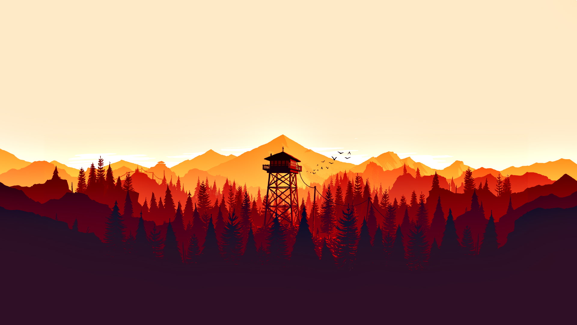 Firewatch video games forest fire lookout tower minimalism 2k