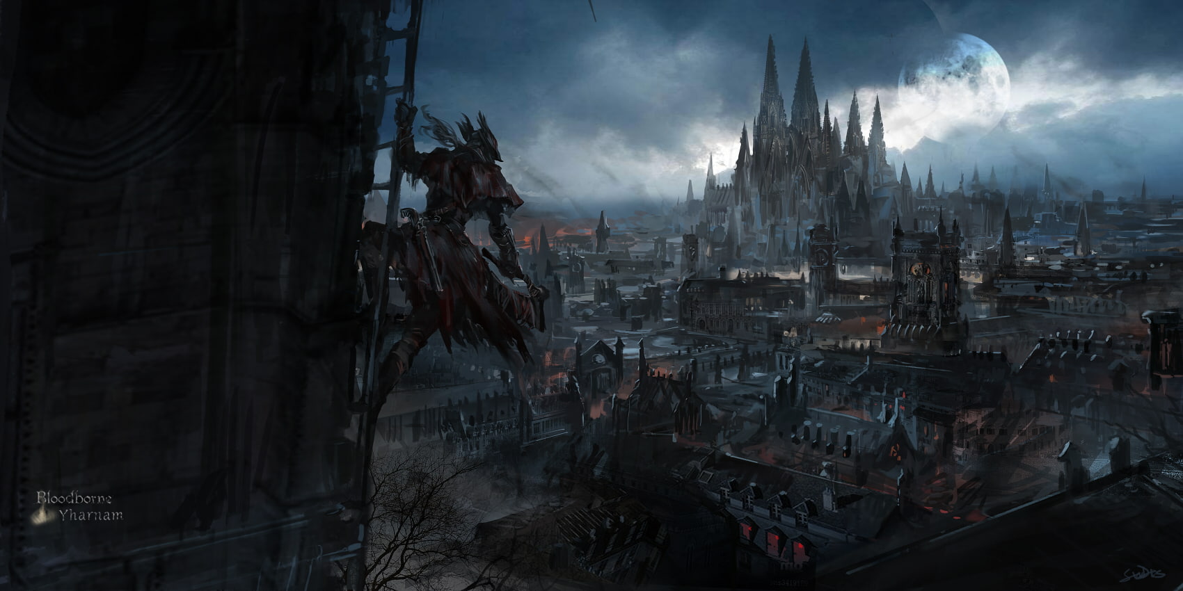 anime Anime Grasoso Bloodborne Video Game Art fantasy city 2k