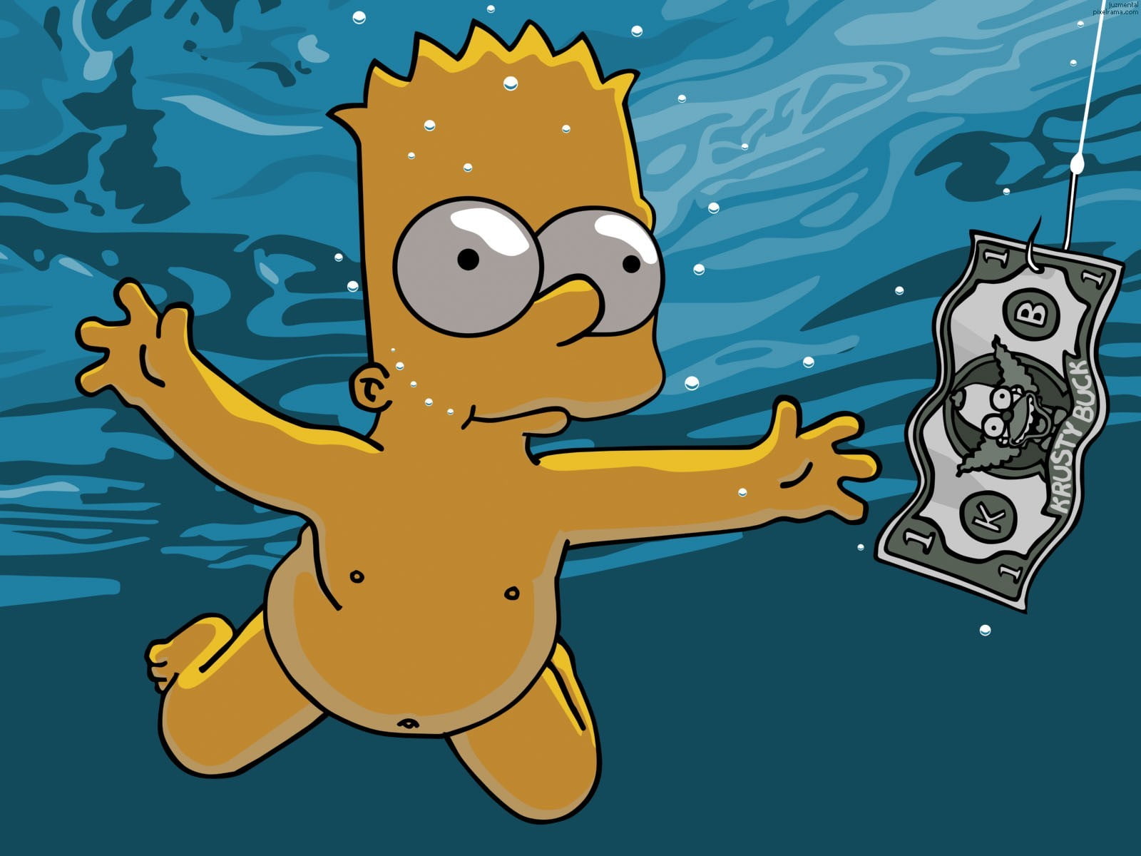 Bart Simpson cartoon The simpsons Nevermind Nirvana illustration 2k