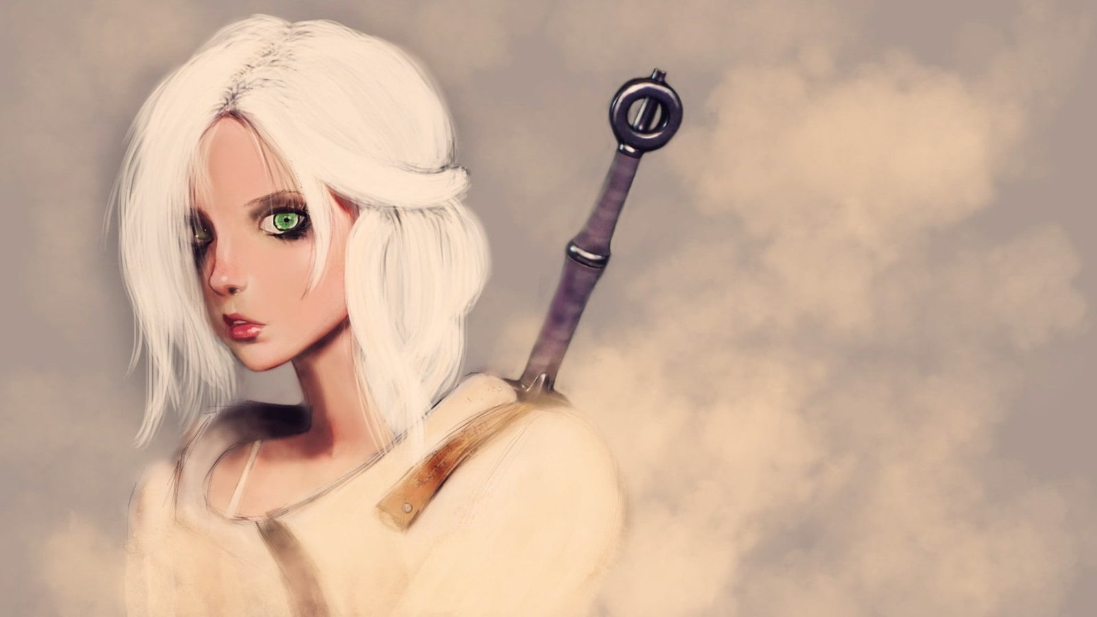 green eyes white hair The Witcher Ciri video games women 2k