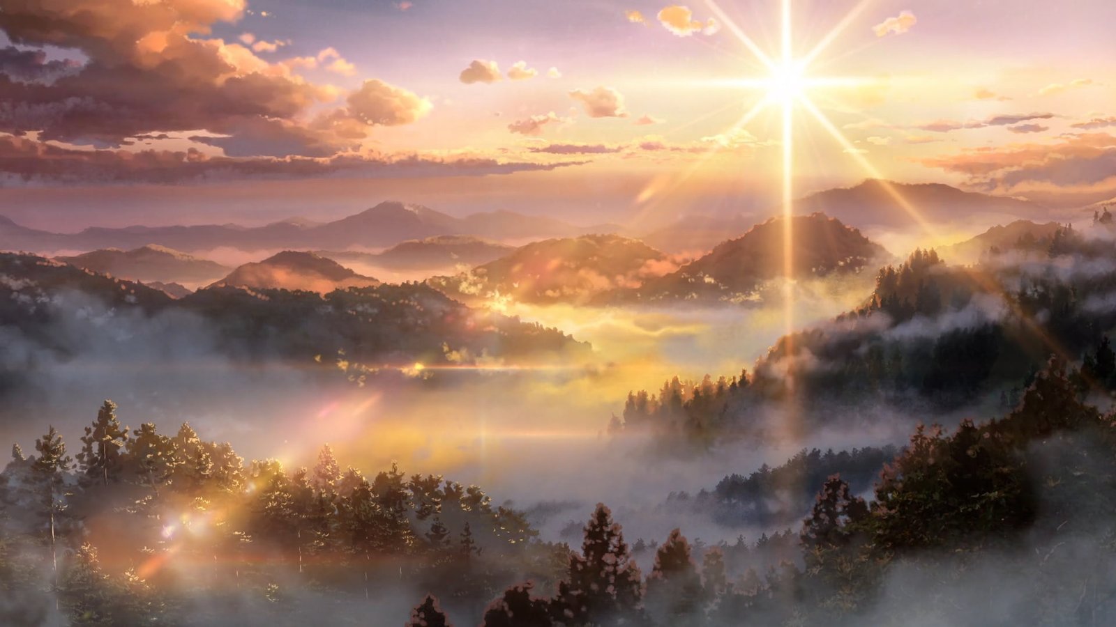 green leafed treees Kimi no Na Wa anime landscape forest 2k