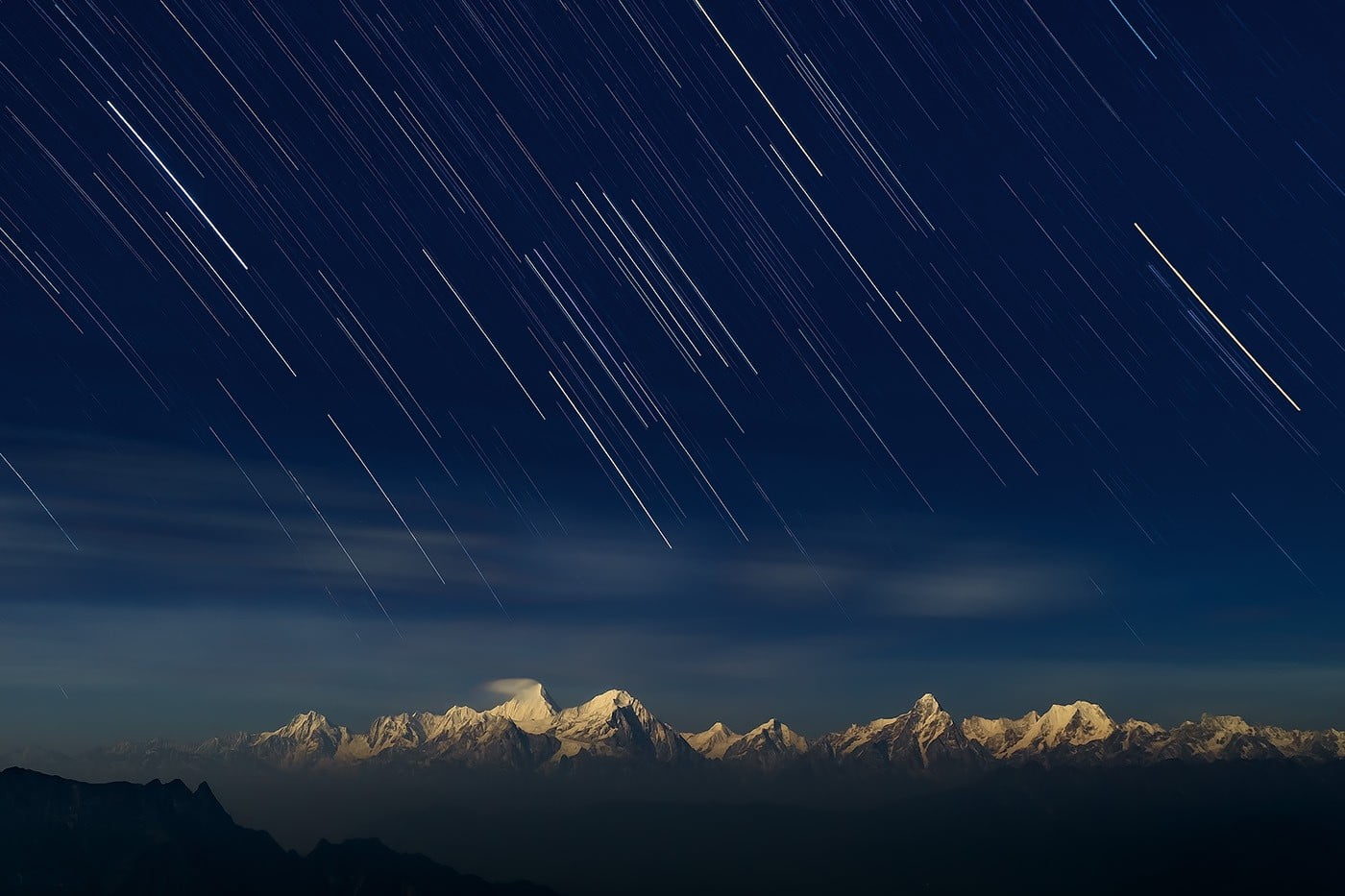 meteor shower on mountains photography landscape nature stars