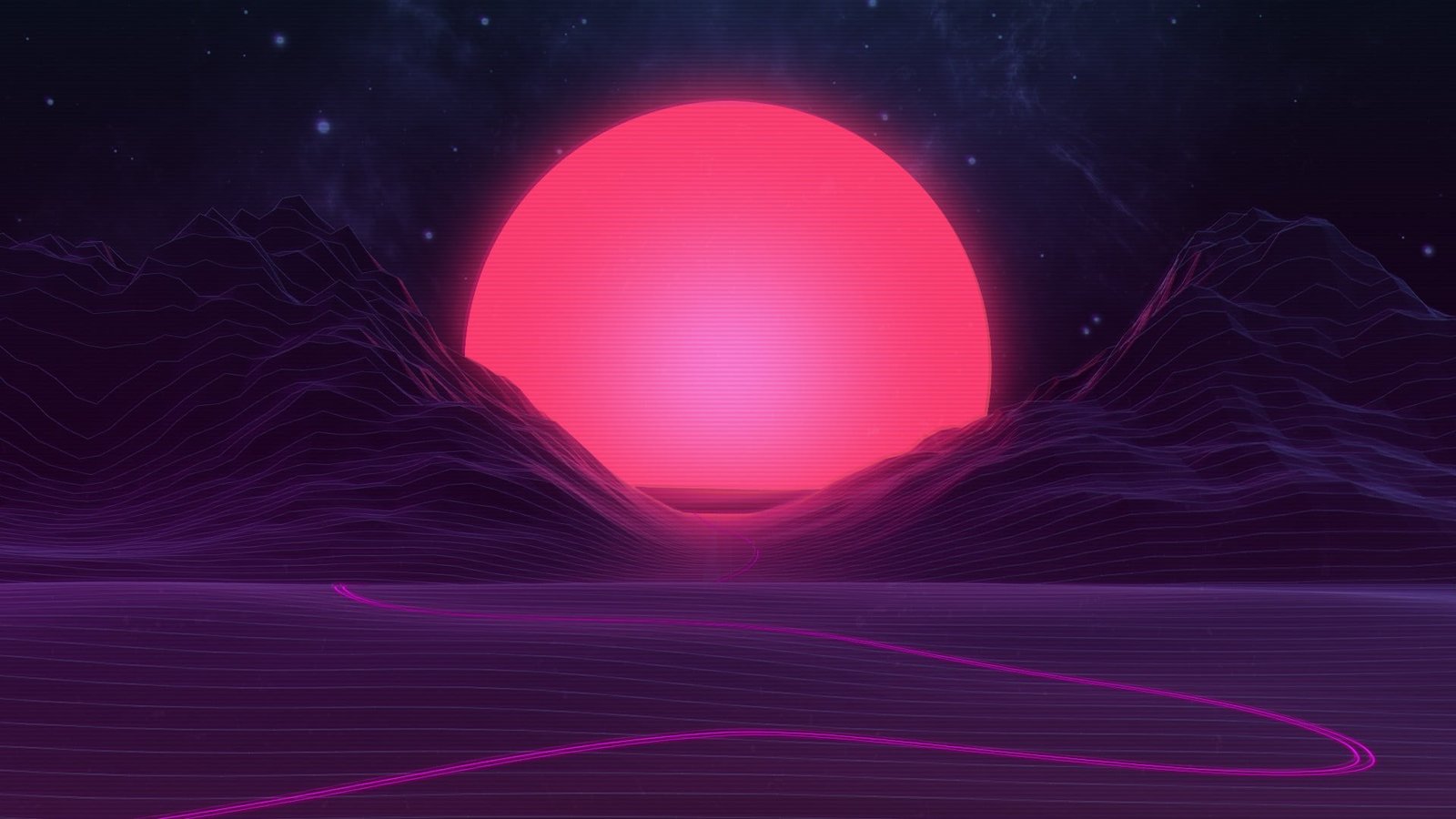 red moon and hill digital wallpaper art artwork Sun 2k