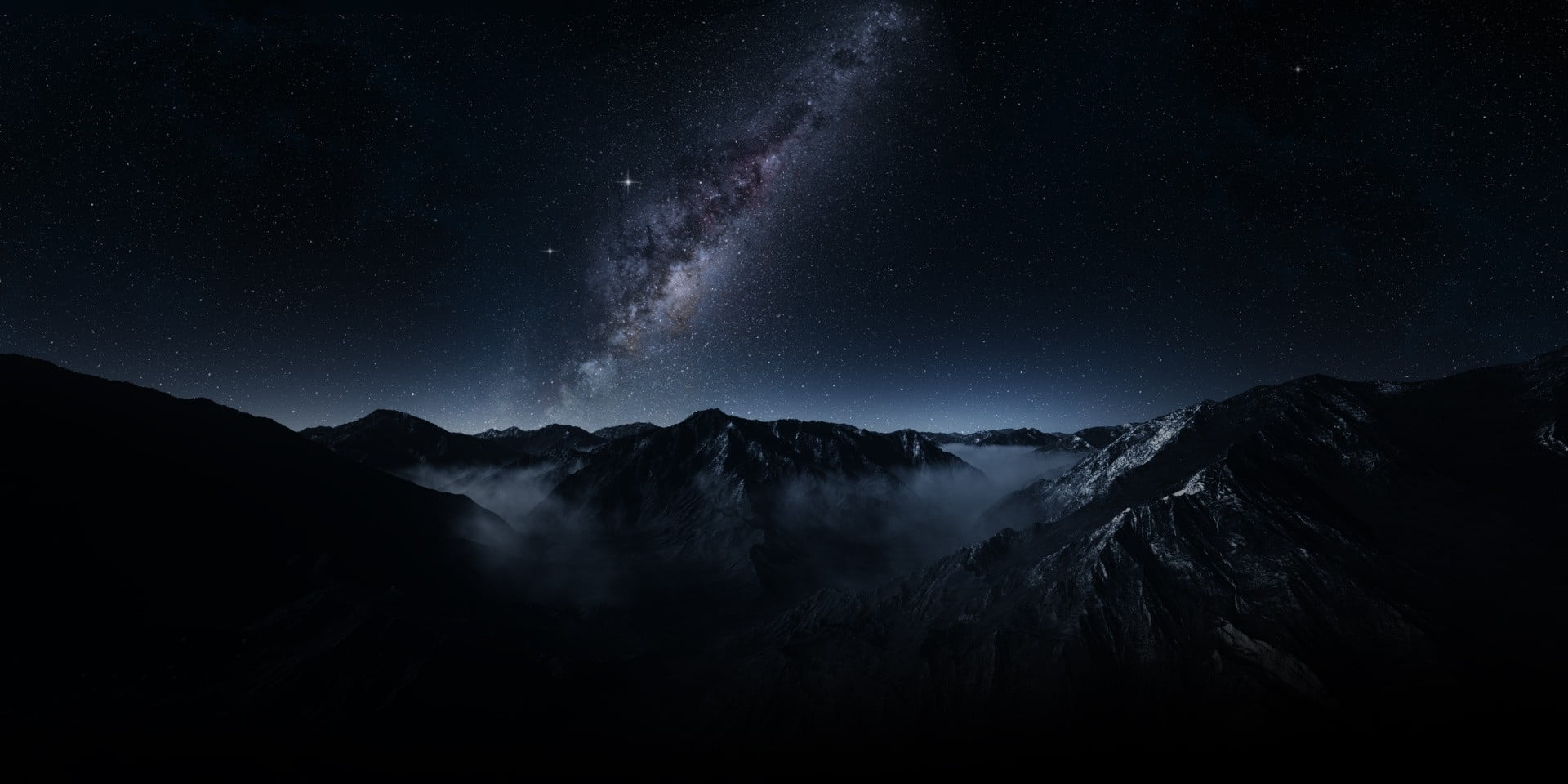 mountain nature landscape mountains starry night Milky Way 2k