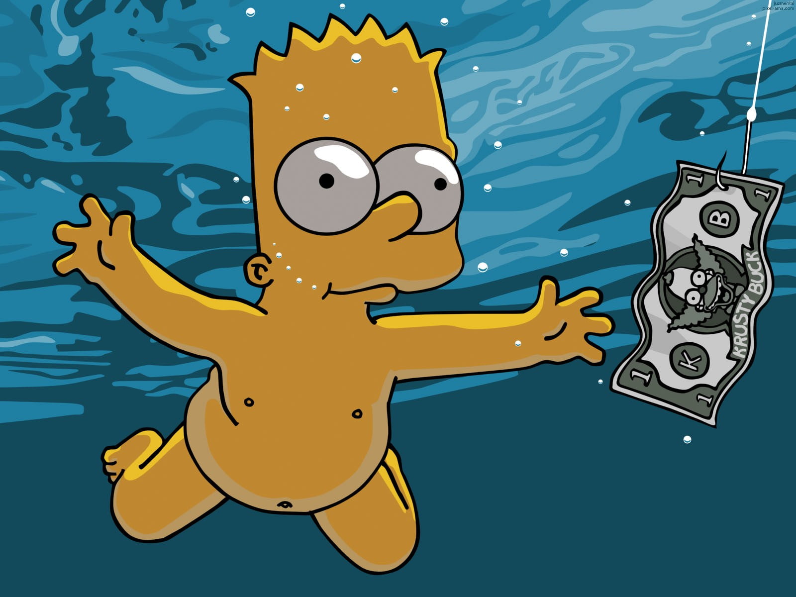 The Simpson Bart digital wallpaper underwater 2k