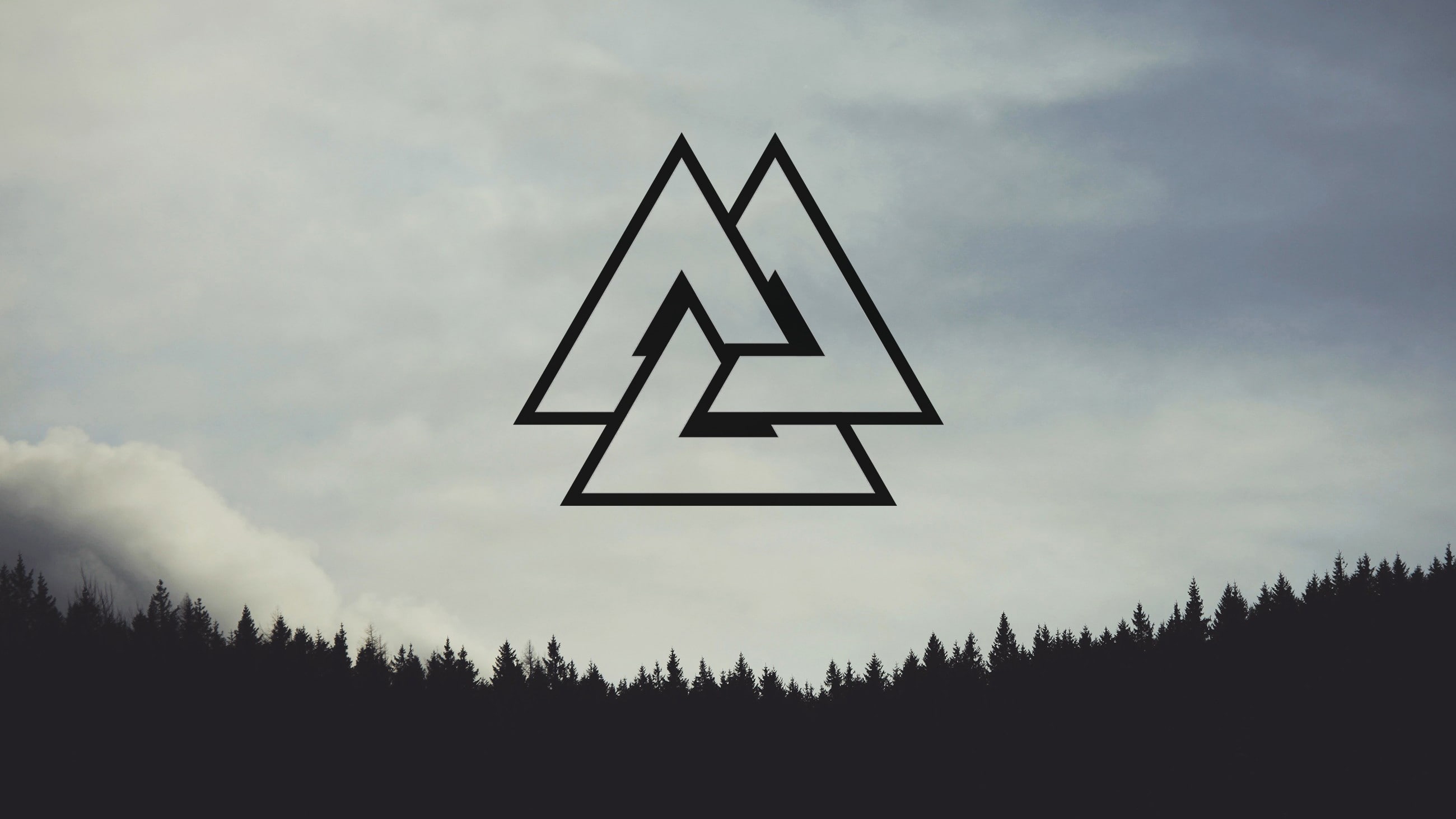Nordic valknut forest nordic landscapes pine trees 2k