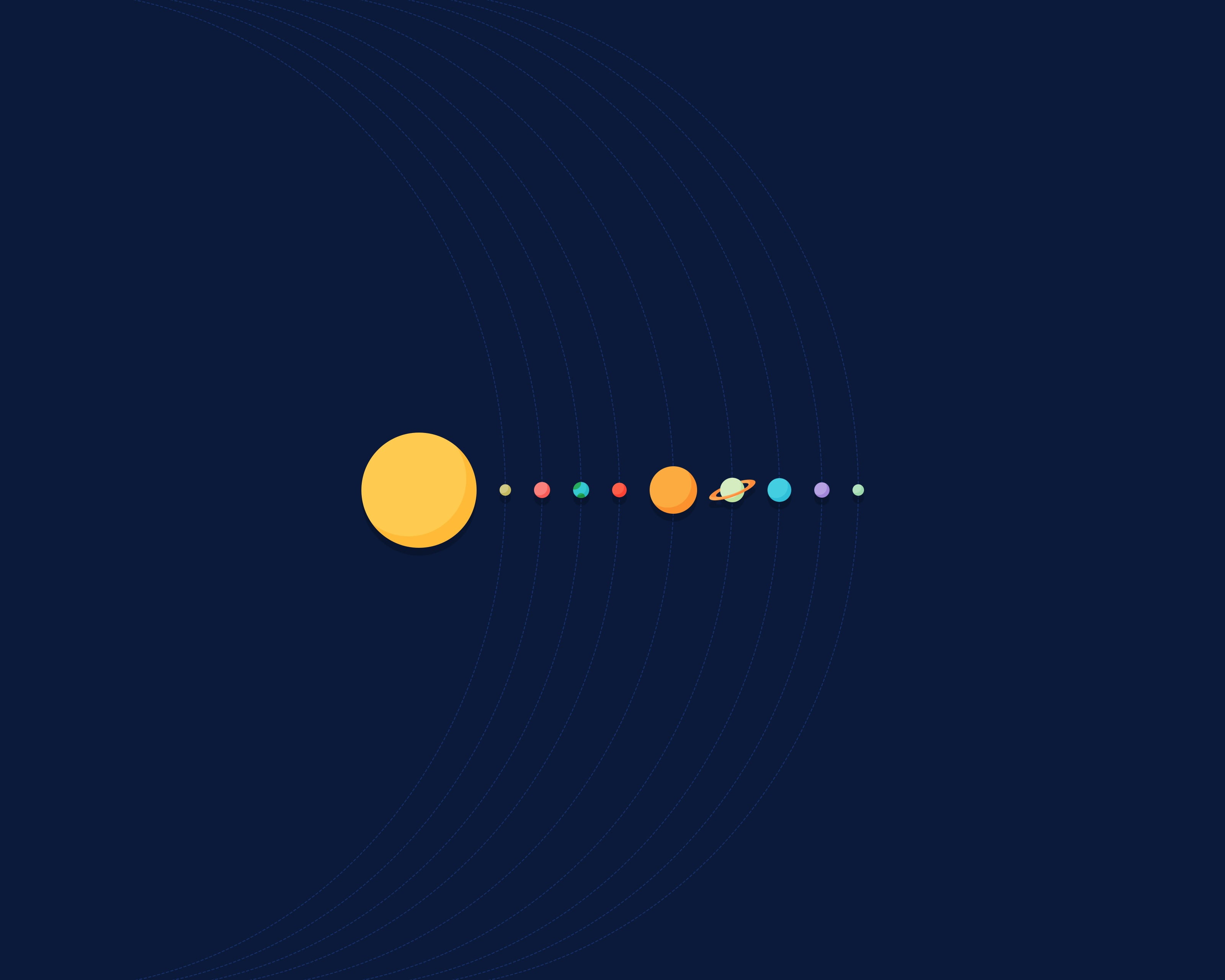 solar system illustration minimalism circle geometric shape 2k