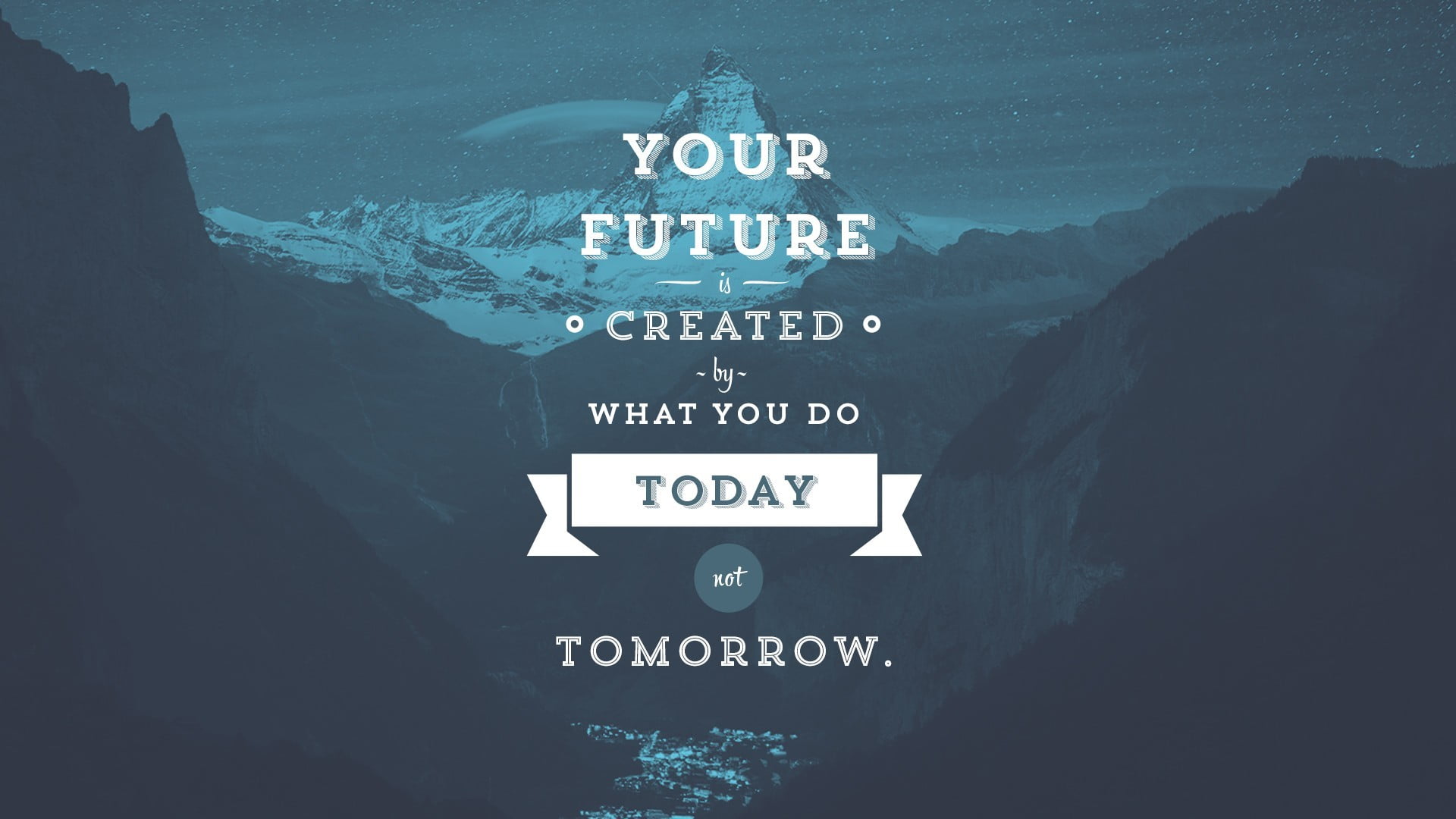 your future created by what you do today not tomorrow text wallpaper 2k