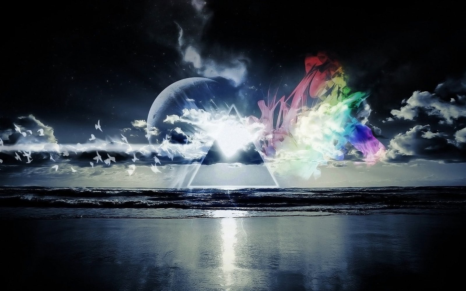 abstract painting sea Pink Floyd The Dark Side of the Moon 2k
