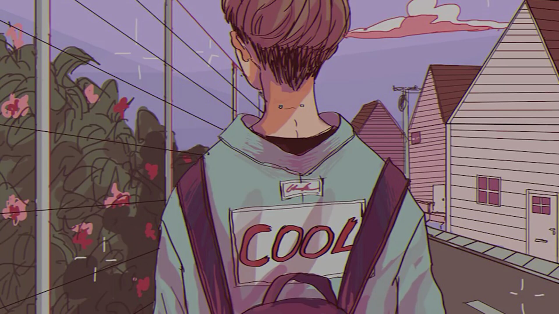 anime art cool guy boy built structure one person 2k