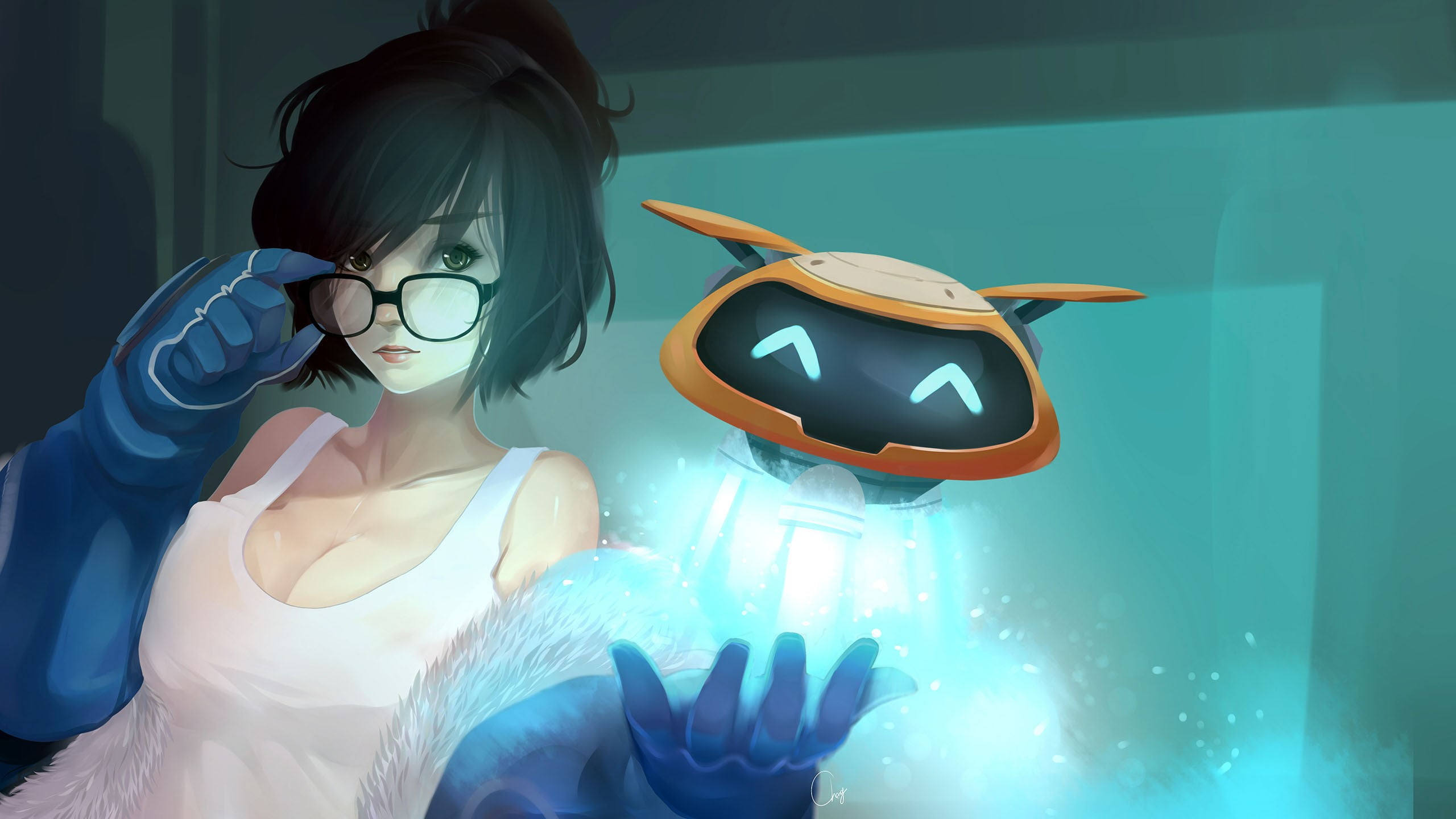 animated woman illustration anime girls Overwatch Mei 2k