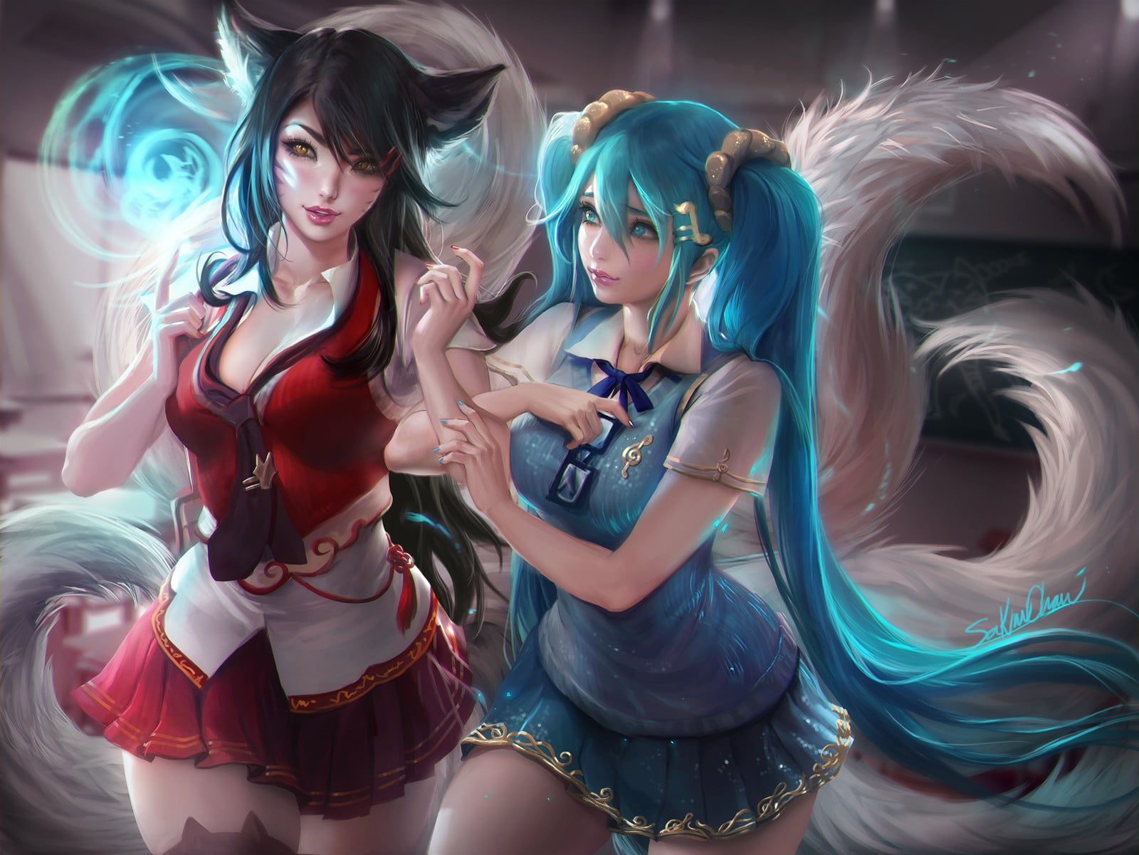 anime girls League of Legends Ahri 2k