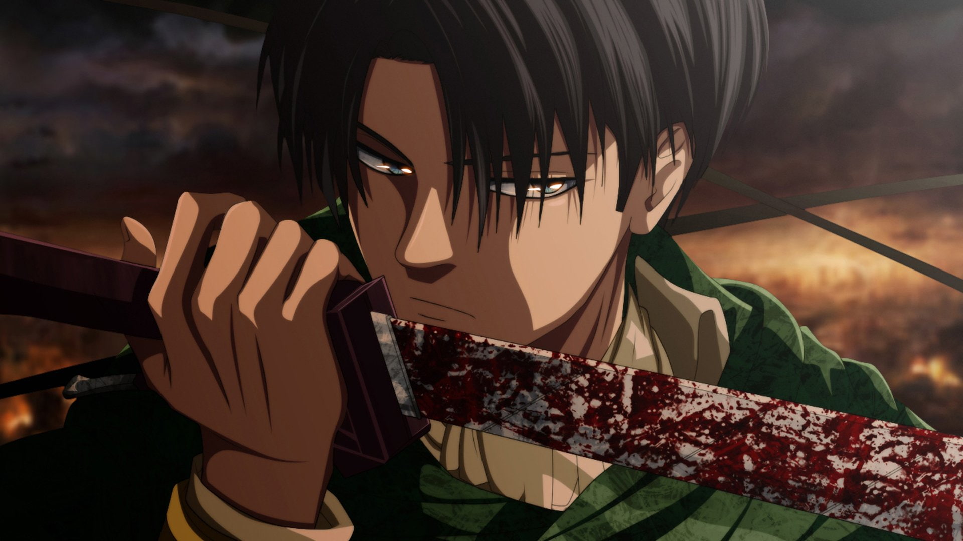 Anime Attack On Titan Blood Levi Ackerman Sword women 2k