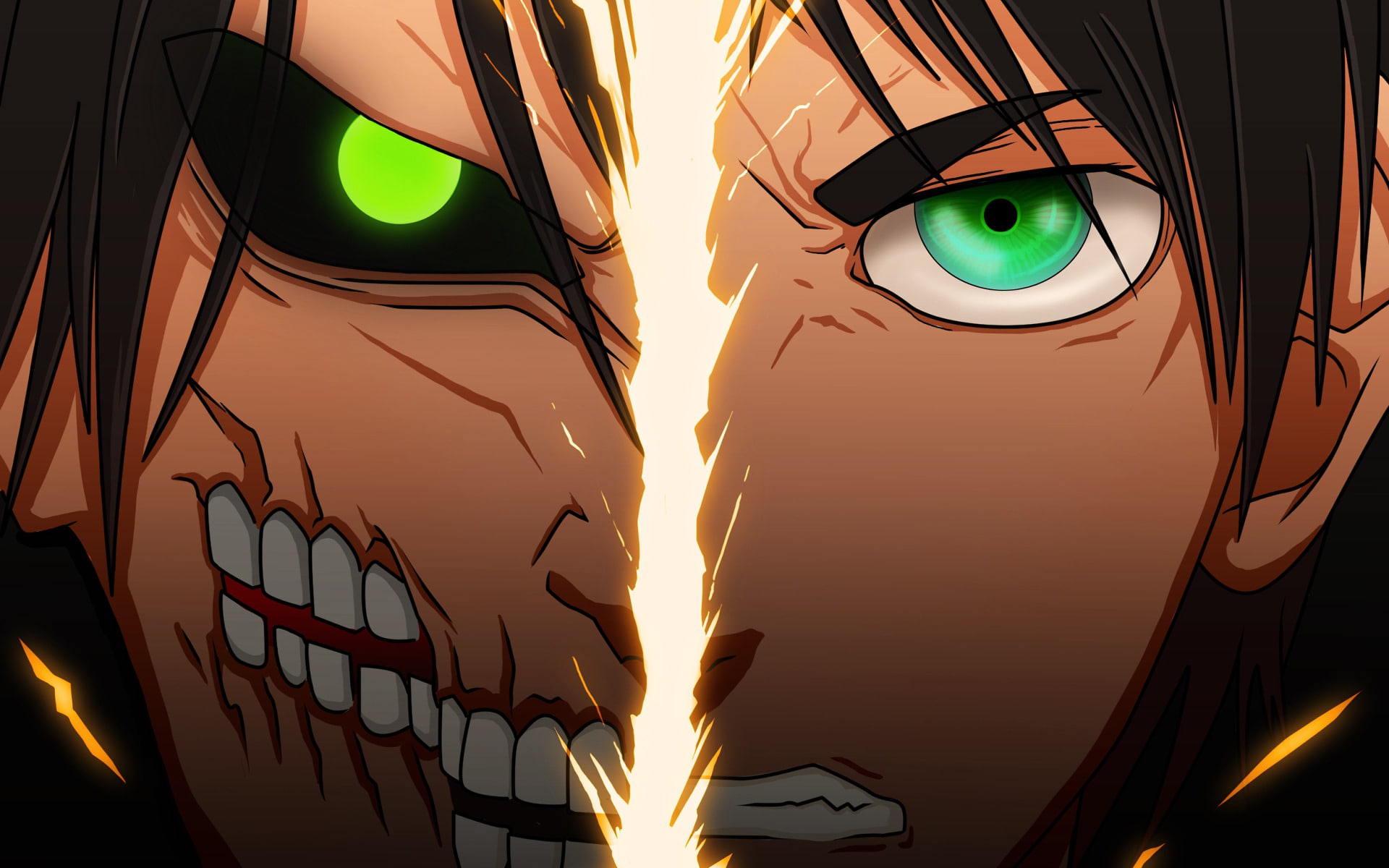 Anime Attack On Titan Eren Yeager Shingeki No Kyojin glowing 2k