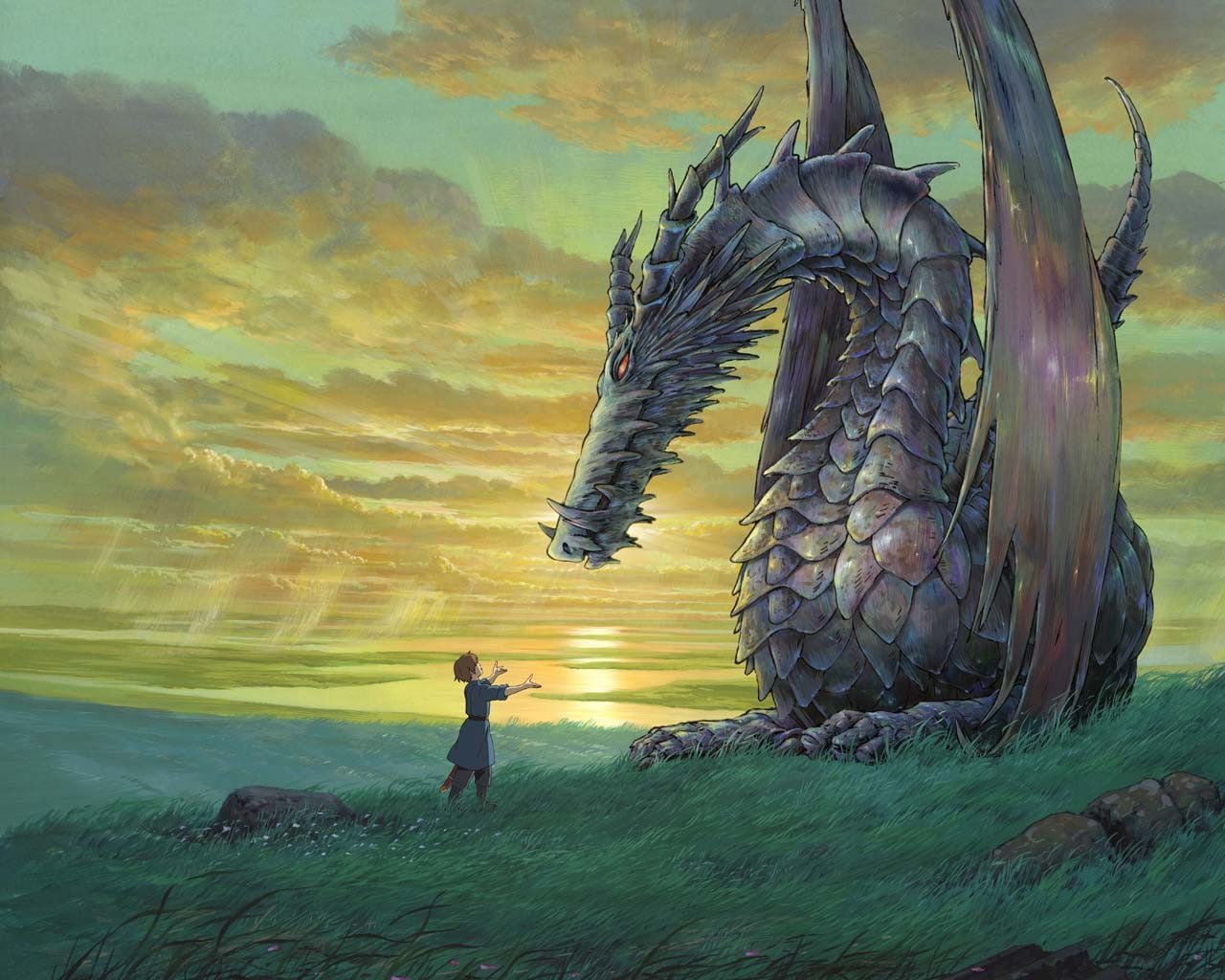 anime Studio Ghibli Tales of Earthsea sunset one person