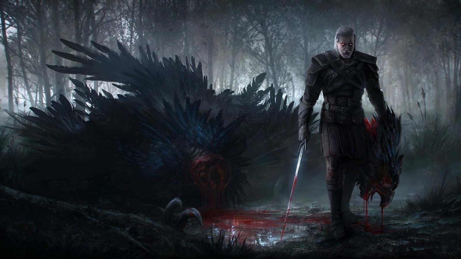artwork fantasy art Geralt of Rivia The Witcher 3 Wild Hunt 2k