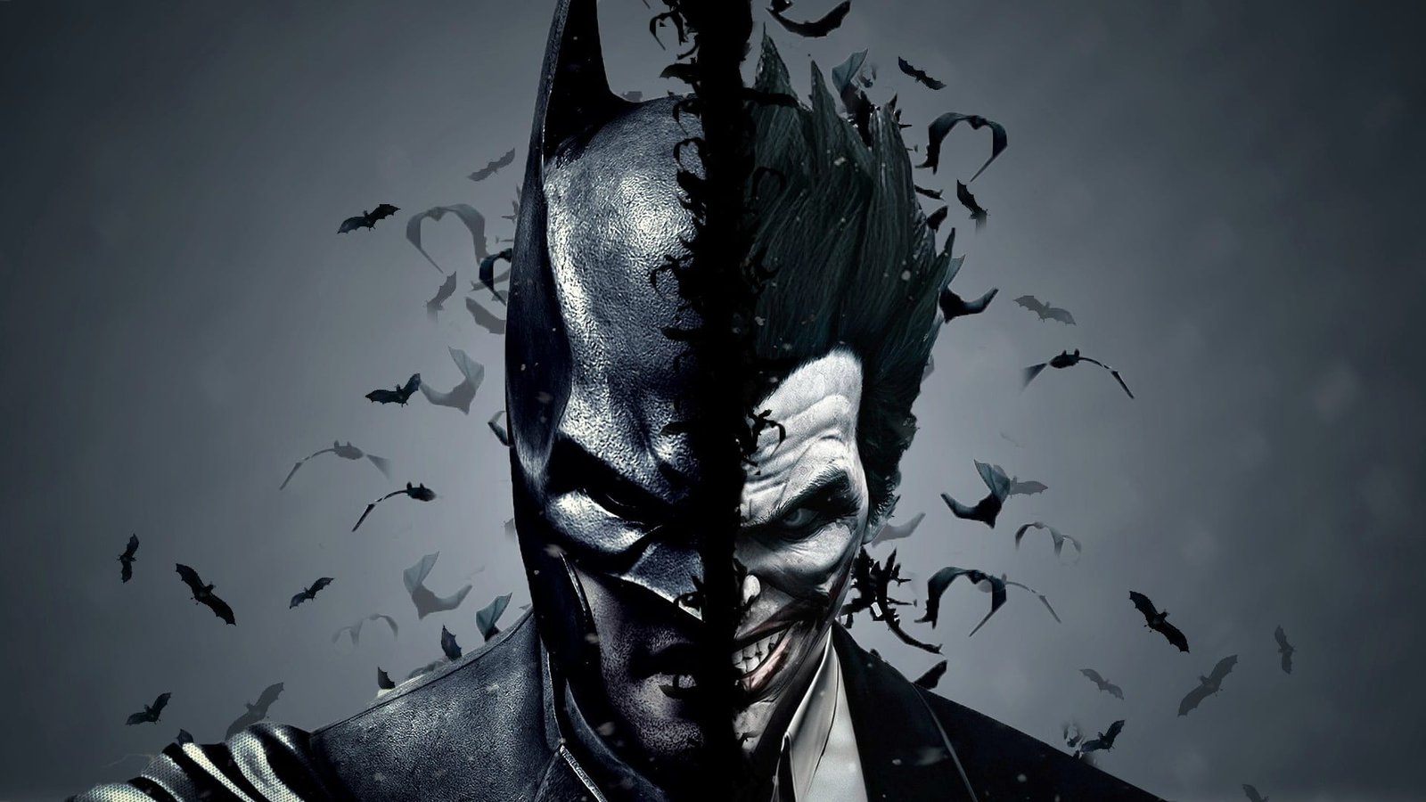 Batman and Joker illustration Arkham Origins vertebrate 2k