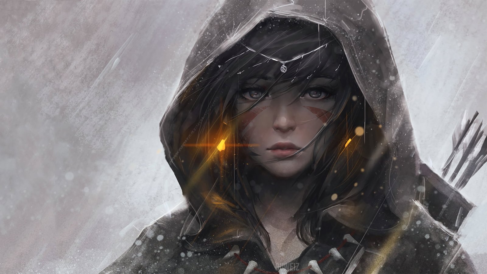 black haired girl anime character illustration digital art girls 2k
