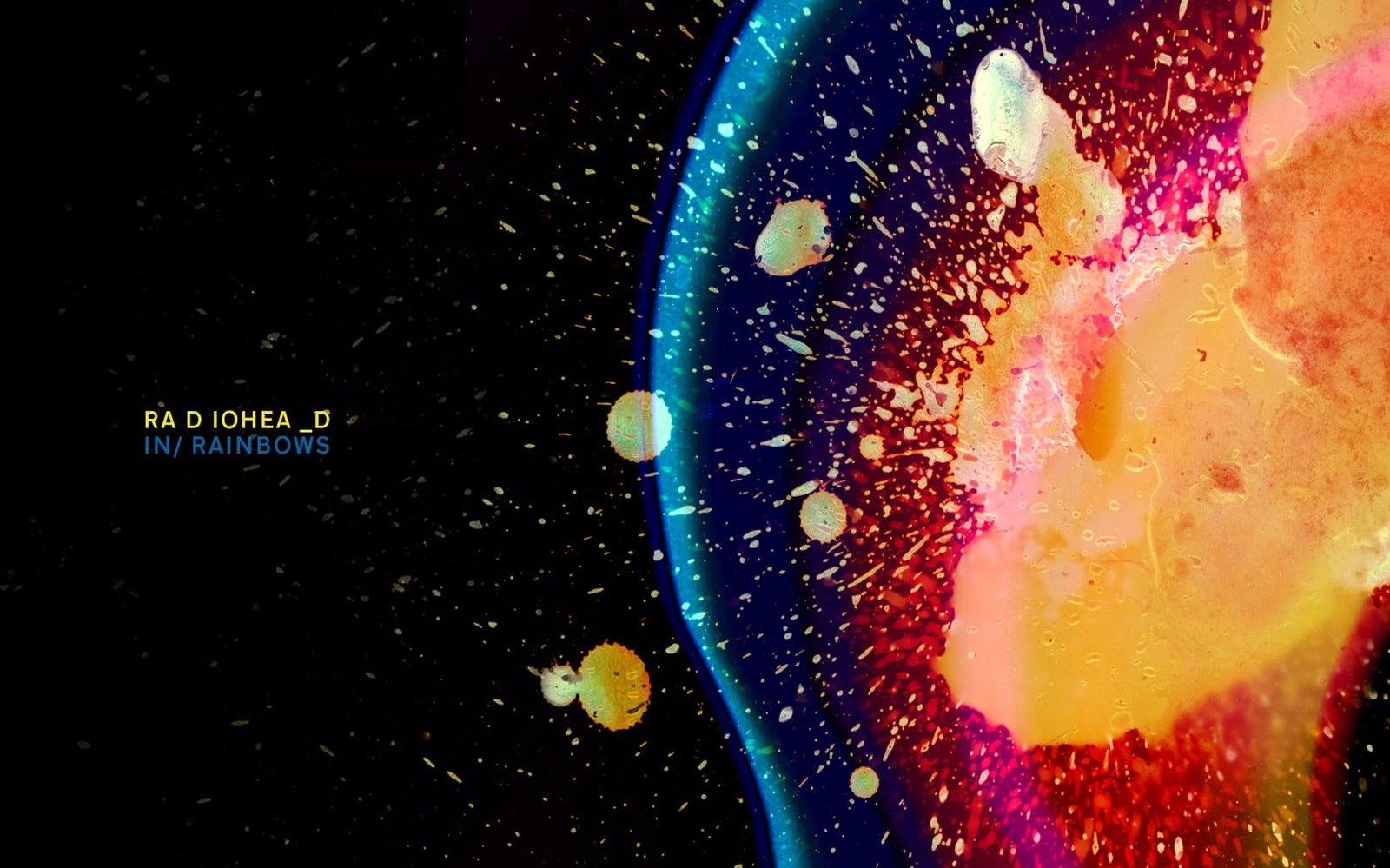 black background with text overlay music album covers Radiohead 2k