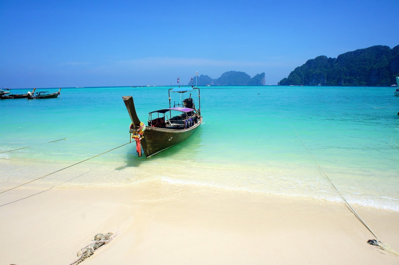black wooden boat nature landscape beach sea tropical sand 2k