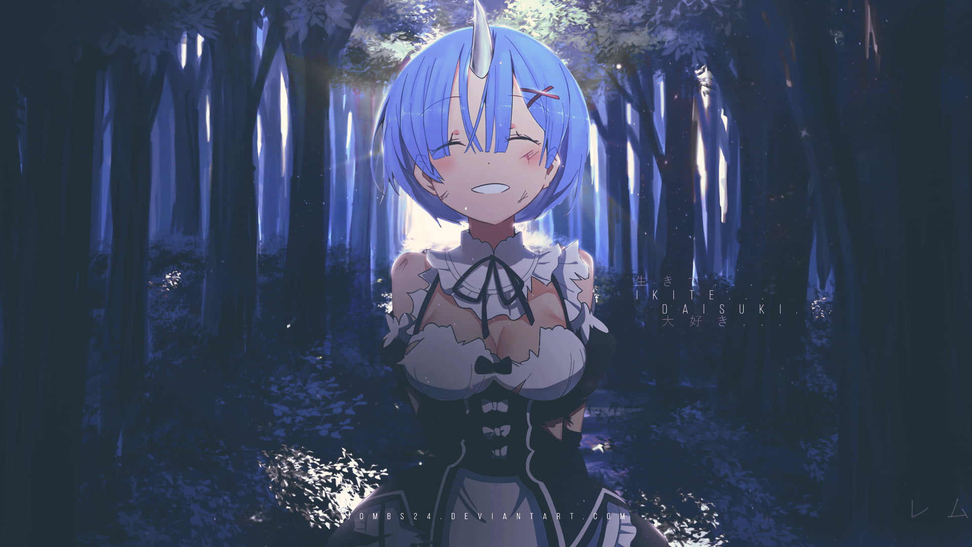 blue haired female anime illustration Re Zero Kara Hajimeru Isekai Seikatsu 2k