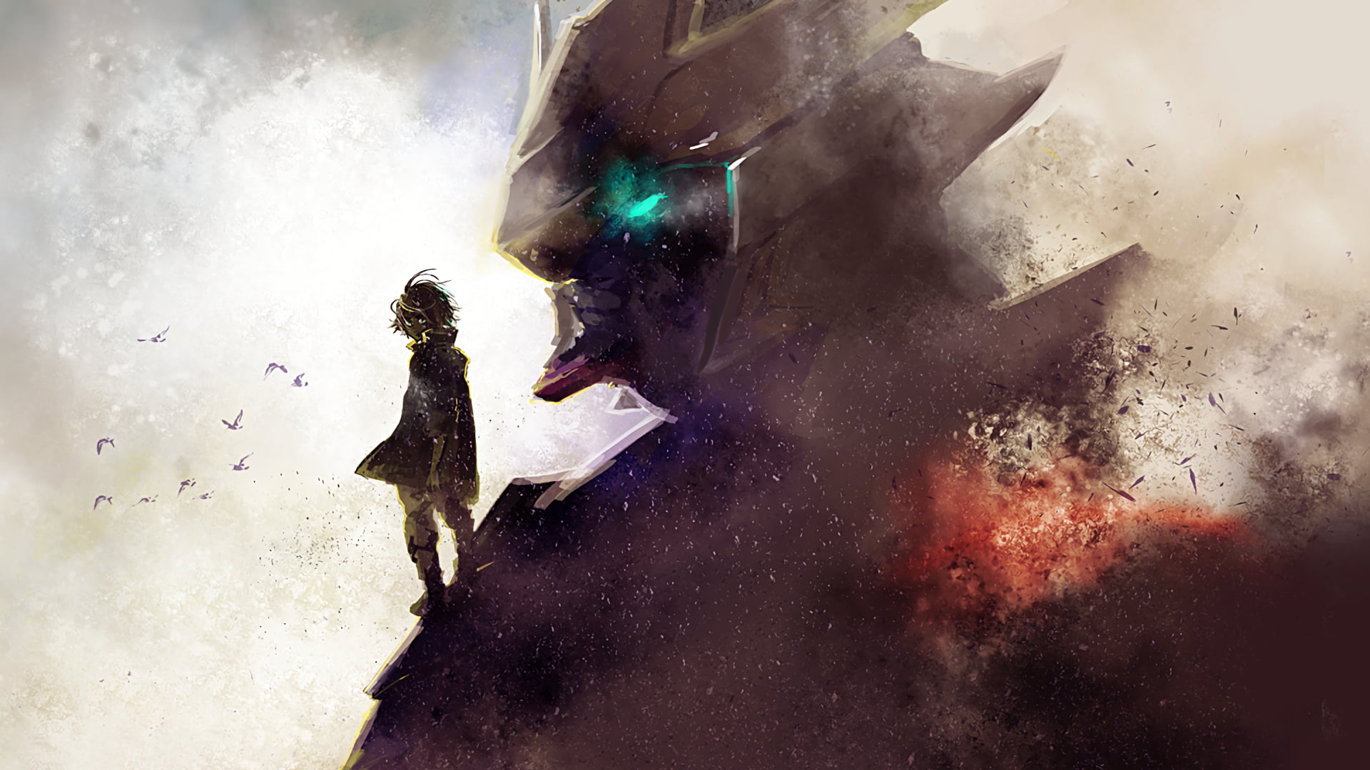 black haired male character digital wallpaper Gundam mech Mobile Suit Iron Blooded Orphans 2k