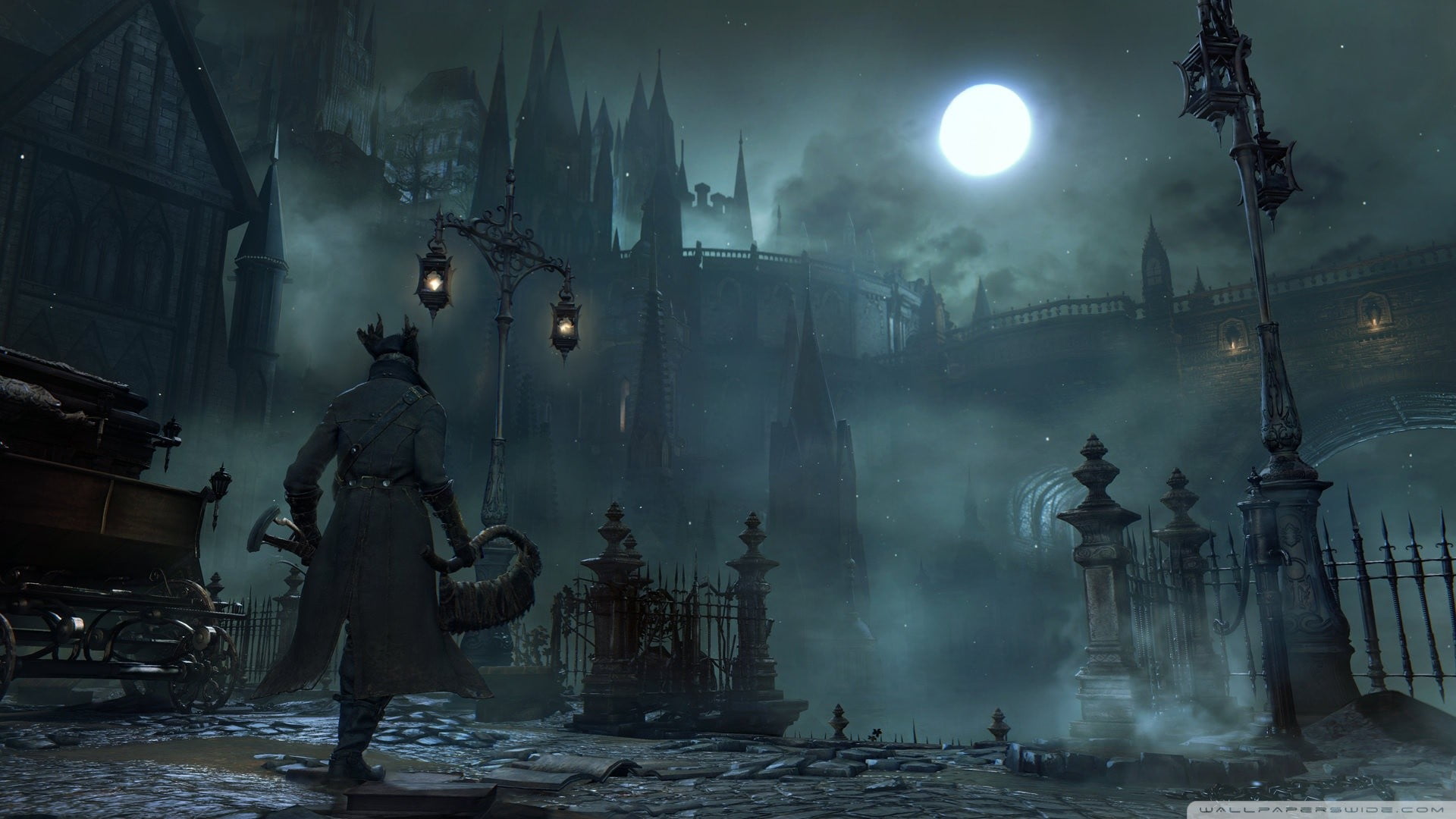 Bloodborne city of Yharnam wallpaper video games architecture 2k