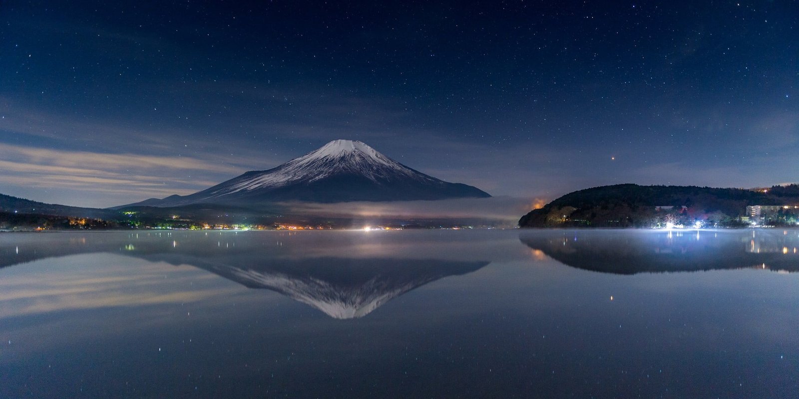 body of water nature photography landscape starry night volcano 2k