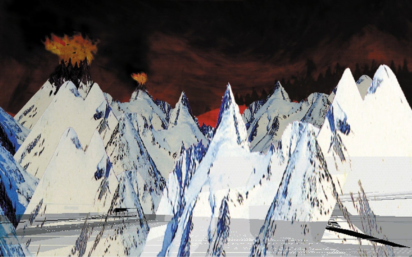 abstract painting Kid A Radiohead cold temperature snow nature 2k