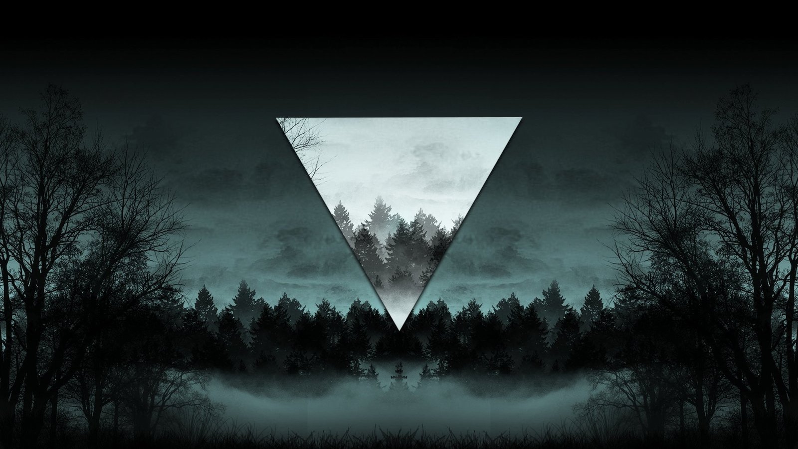 Abstract Polyscape Fog Nature Night Tree Triangle 2k