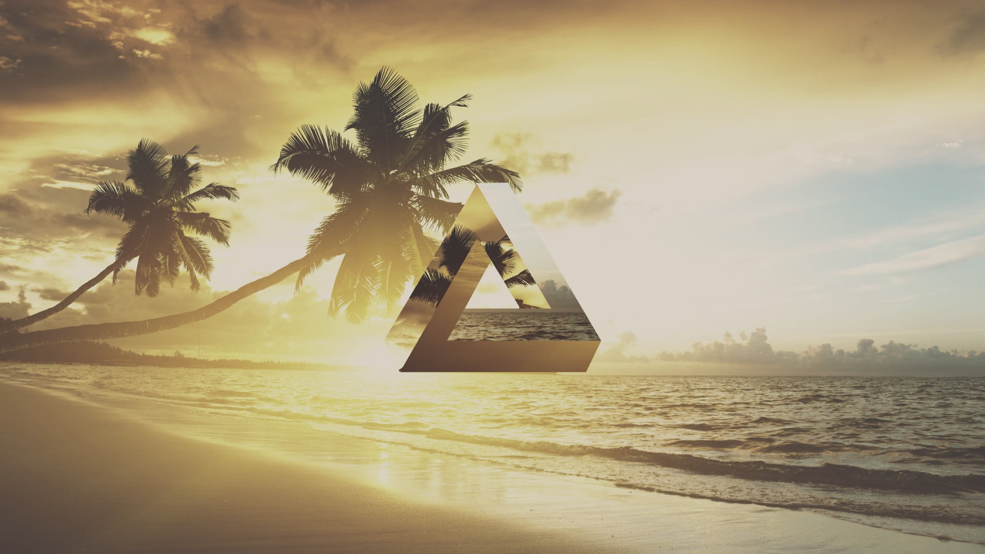 coconut trees triangle geometry beach palm Penrose 2k