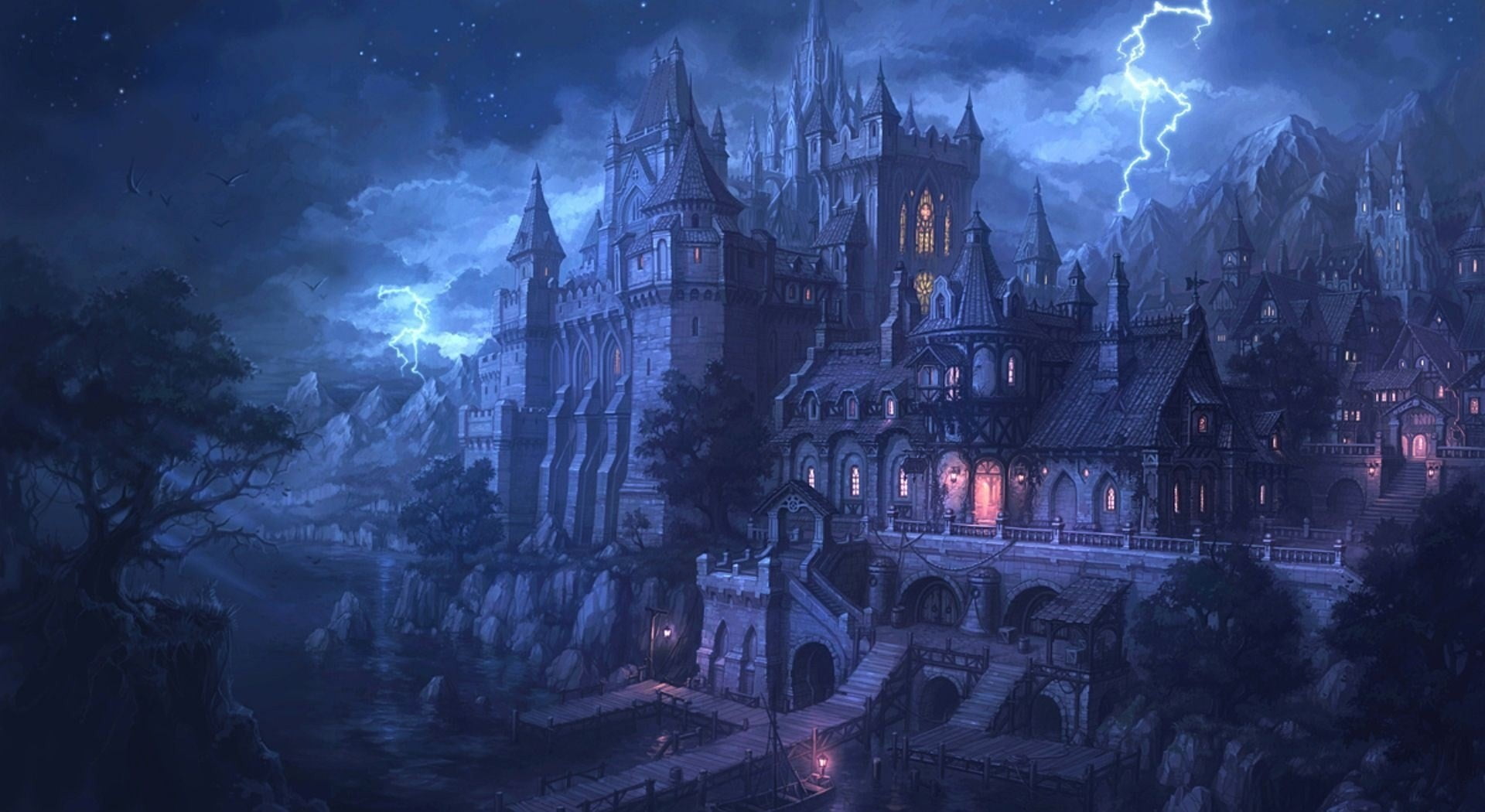 castle fantasy art artwork spooky Gothic architecture 2k