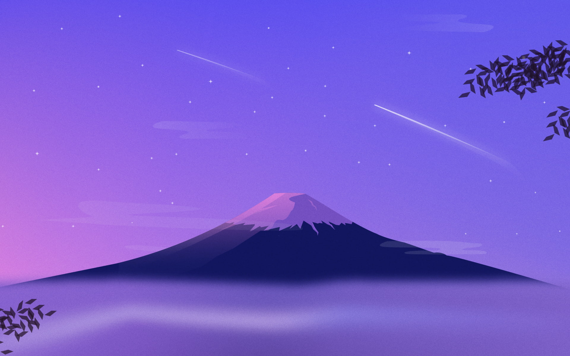 digital art minimalism nature landscape Mount Fuji Japan 2k