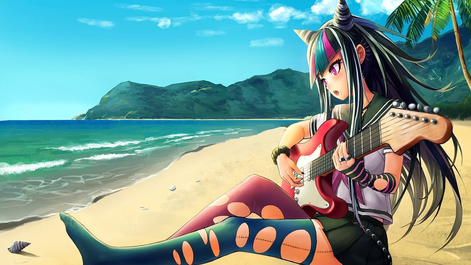 anime girls brunette long hair pink eyes open mouth 2k