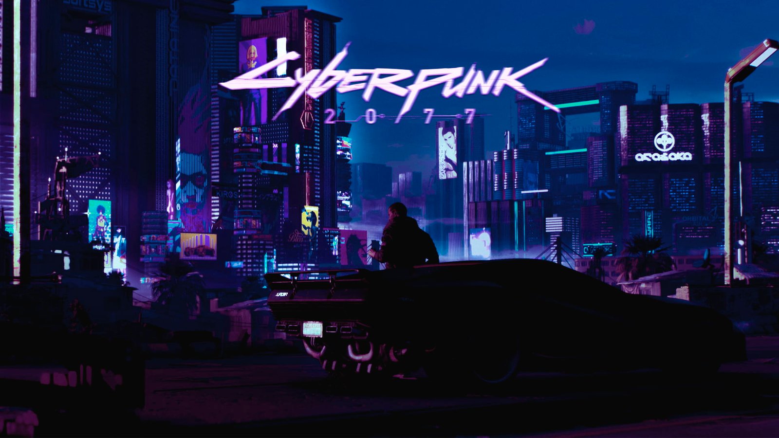 Cyberpunk digital wallpaer Retrowave car city 2k