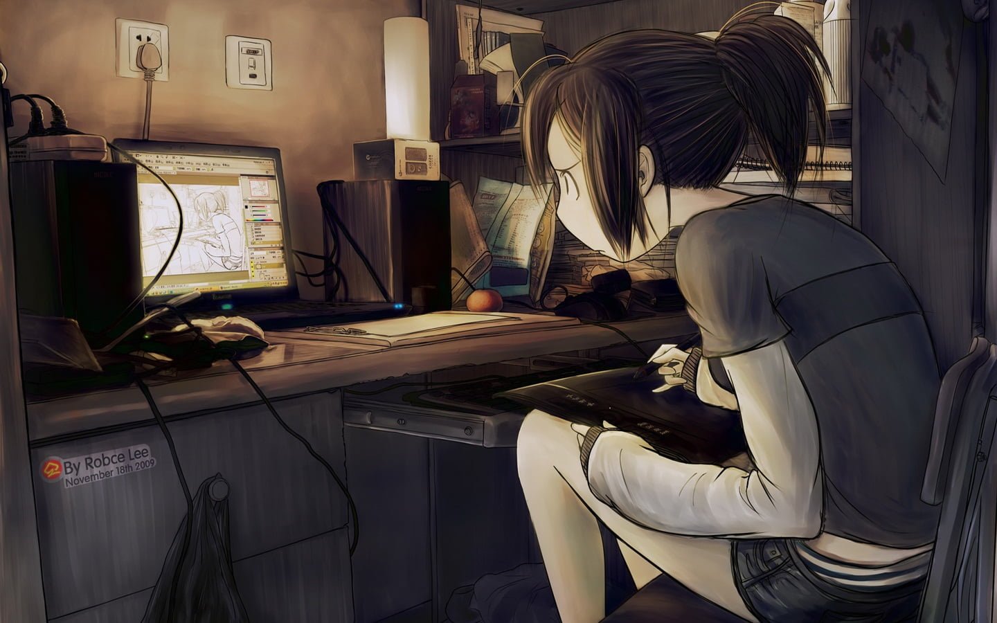 female anime character illustration Robec Lee girls drawing