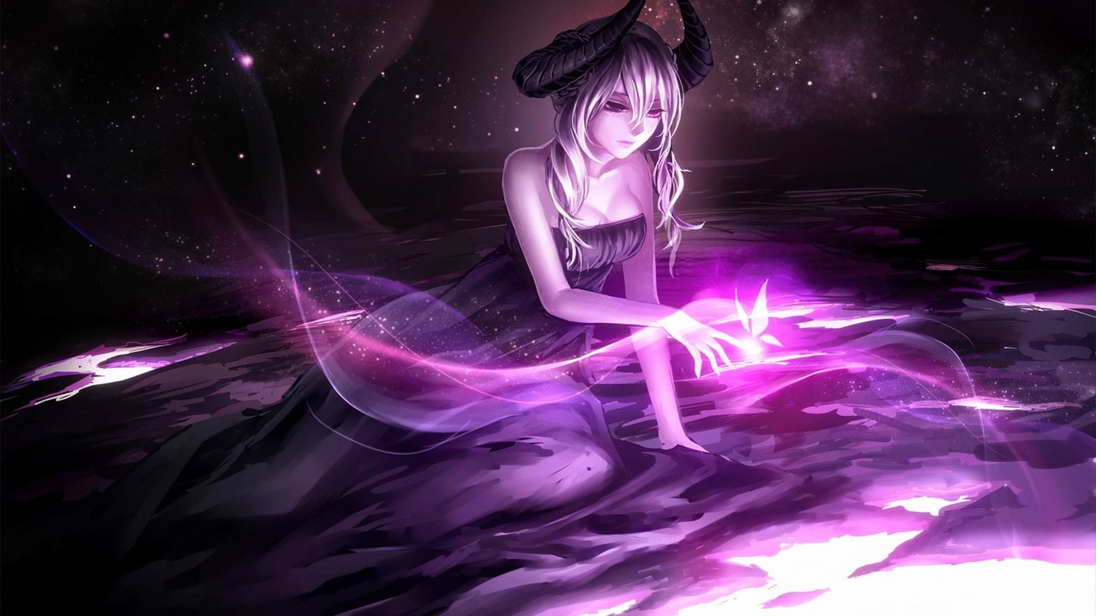 female anime character wallpaper girls horns one person 2k