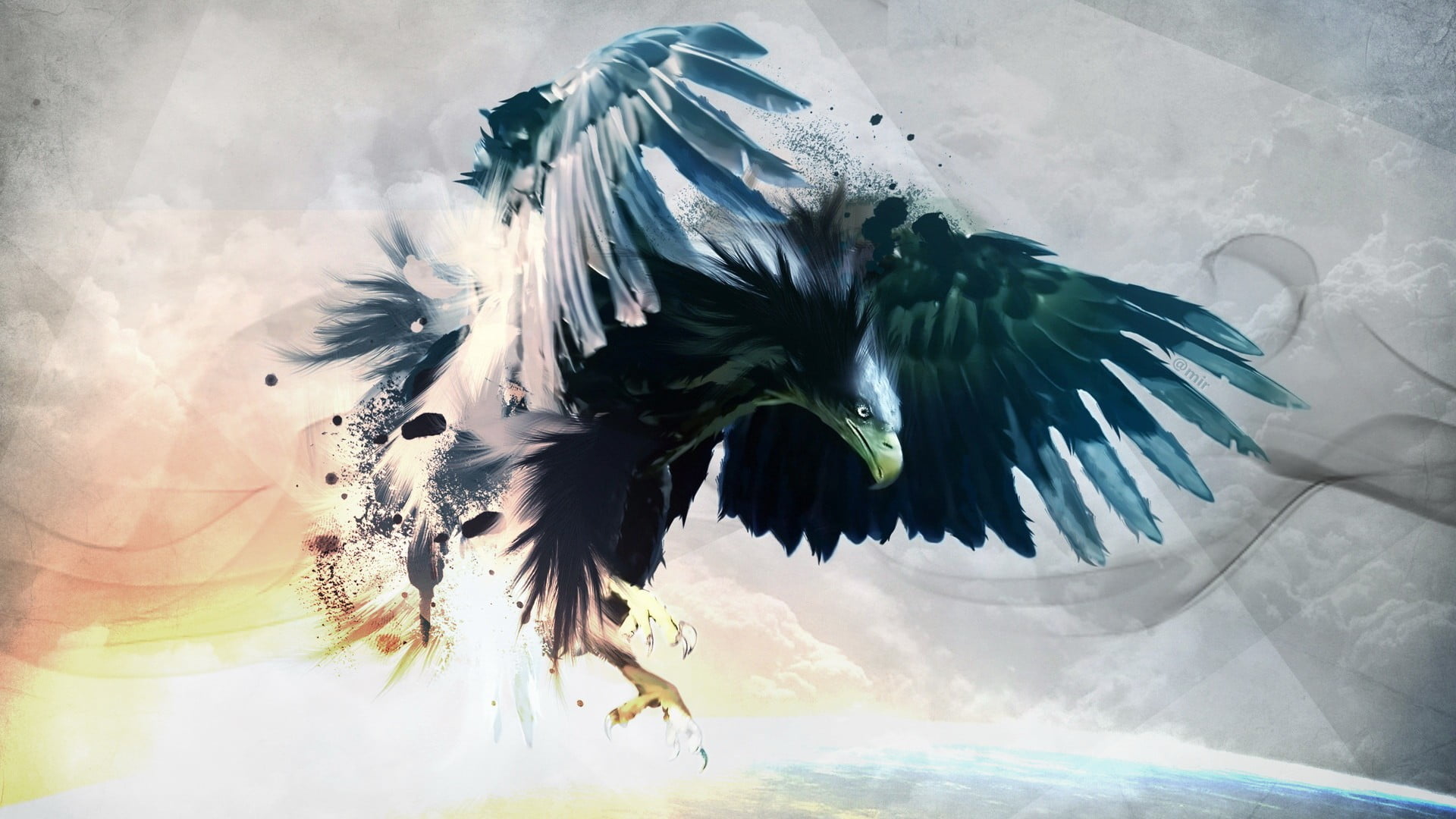 eagle painting birds artwork paint splatter digital art animals 2k