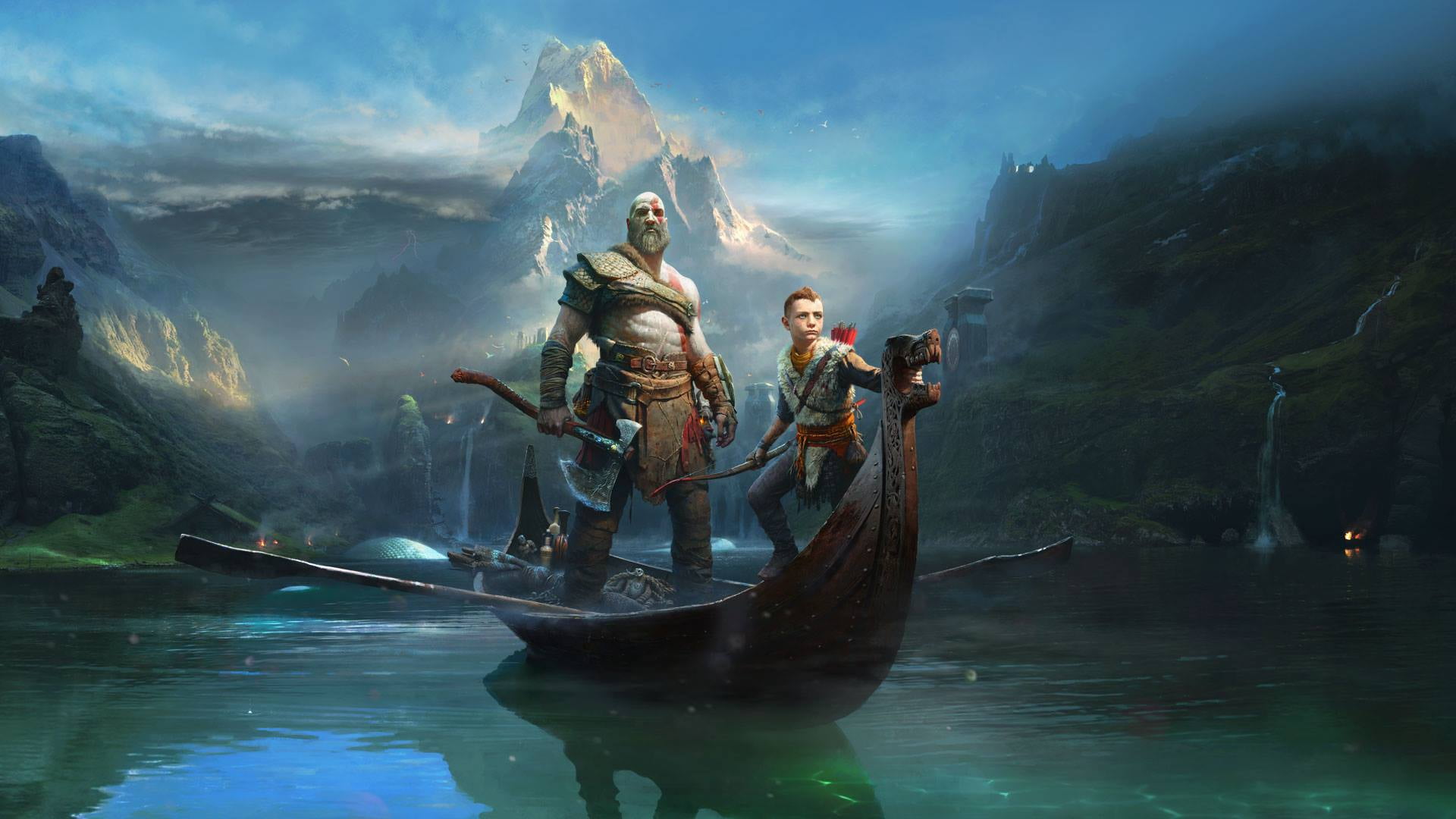 game characters illustration God of War poster Kratos Sony 2k