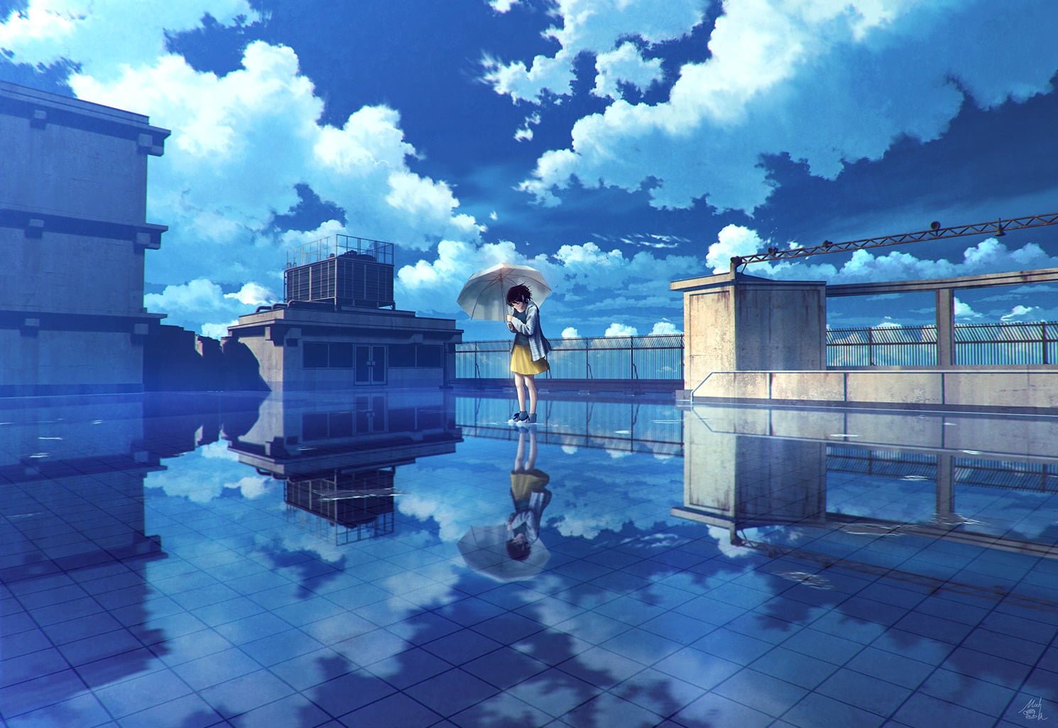 female anime character illustration digital art artwork landscape