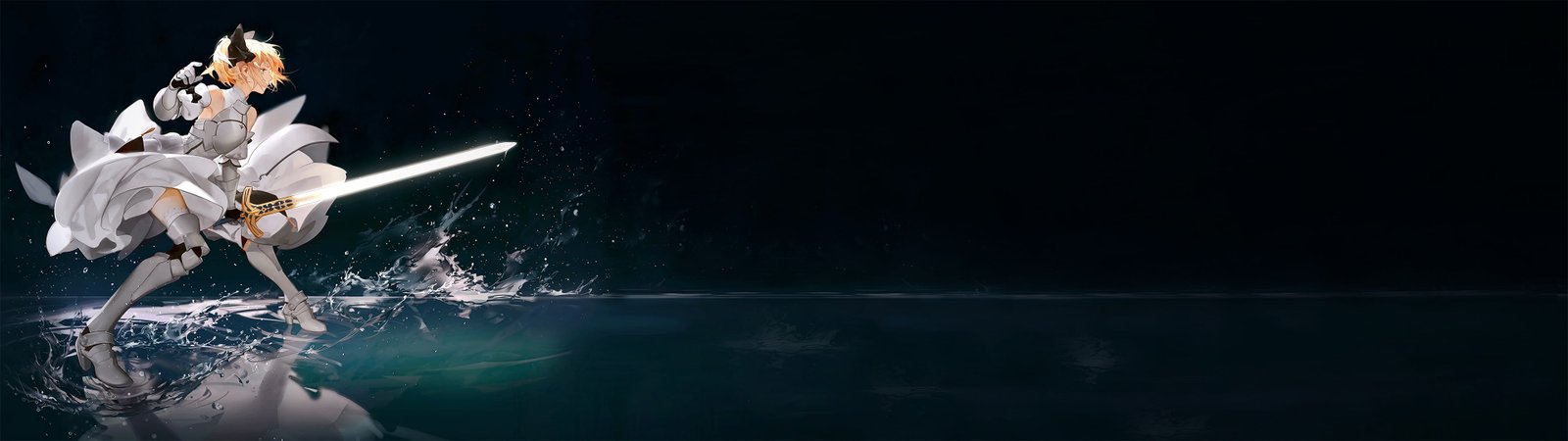 female cartoon character holding sword digital wallpaper Fate Series 2k 4k