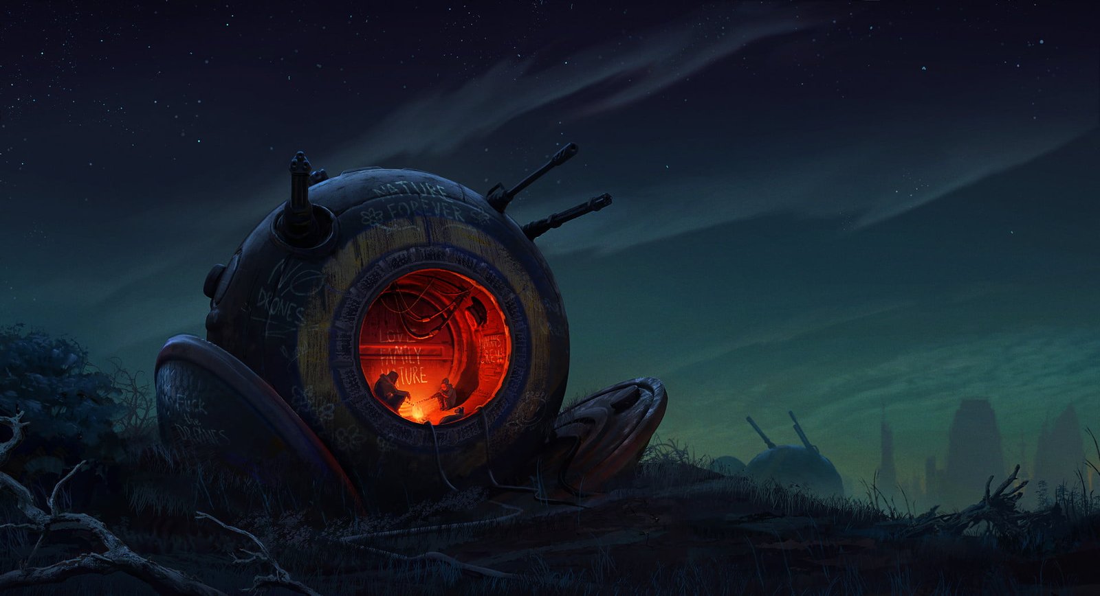 gray and beige space ship wallpaper fire weapon graffiti 2k