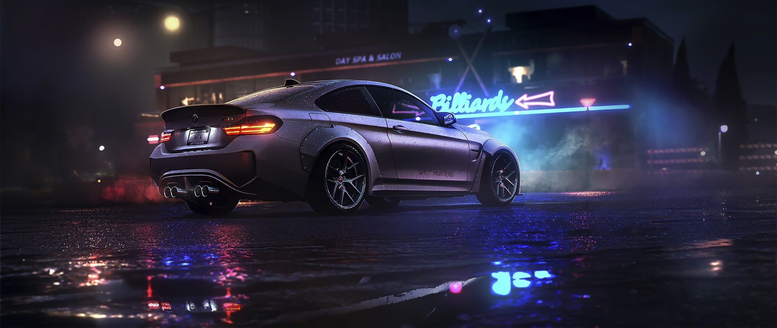 silver BMW coupe animation ultra wide car Need for Speed mode of transportation 2k