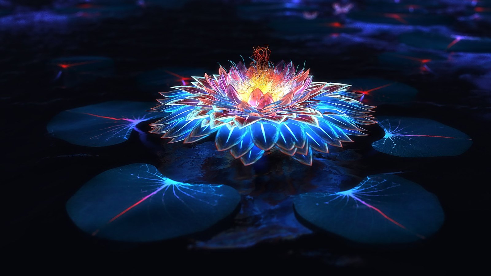 psychedelic abstract flower fantasy art nature water sea 2k
