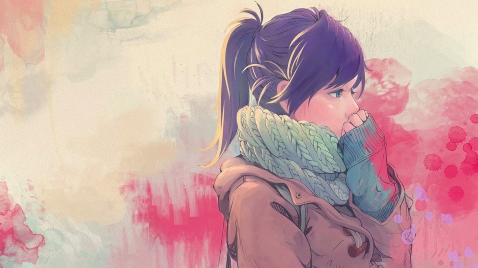 purple haired woman animation anime girls artwork cold 2k
