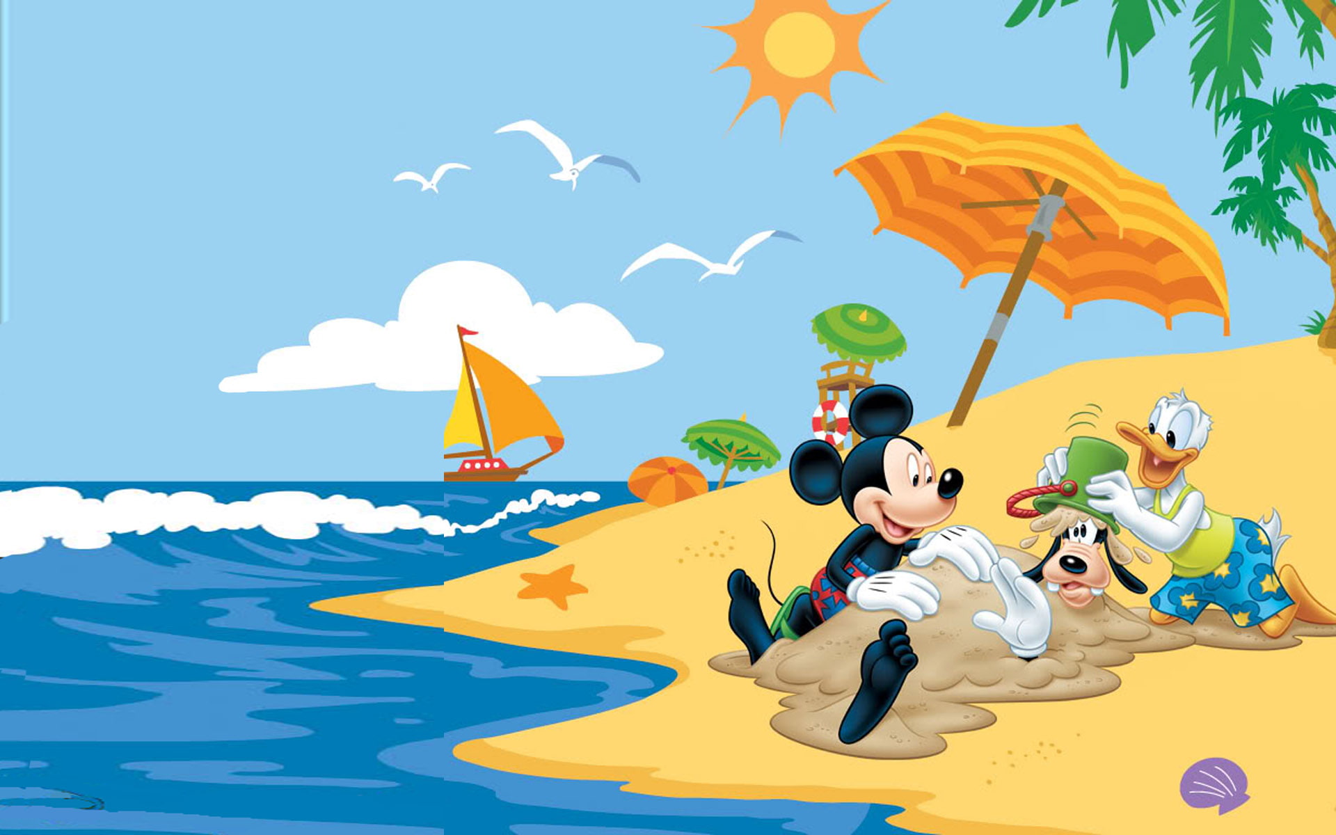 Summer Adventures With Mickey Mouse Donald Duck Goofy Disney Beach Hd Wallpaper 2k