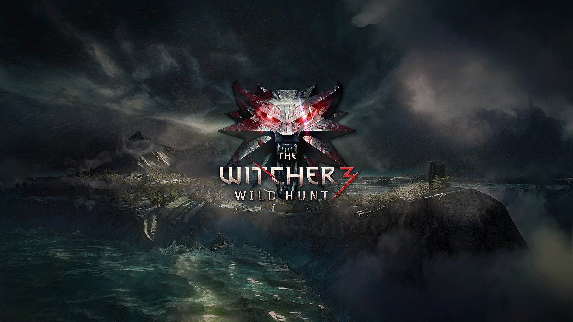 The Witcher 3 Wild Hunt cover screenshot logo night dark exploding 2k