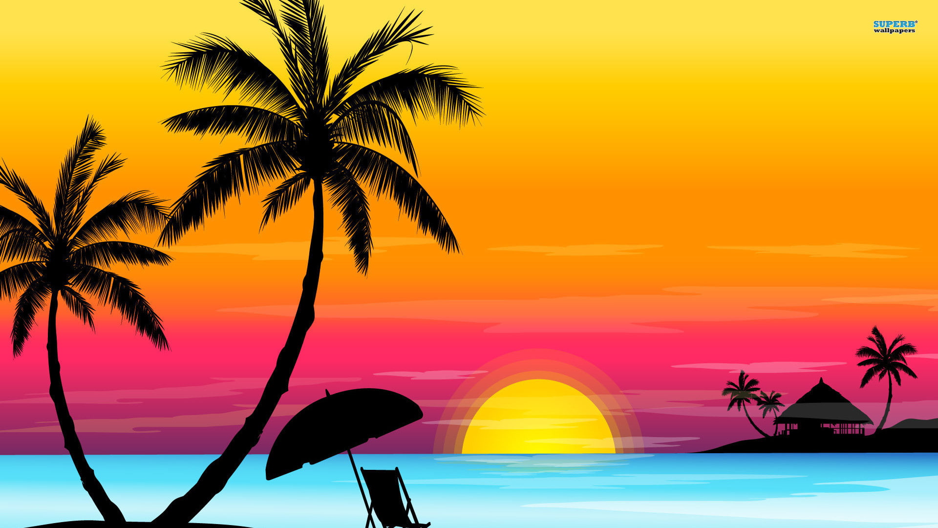 Beach sunset storevector wallwuzz array tropical beach 2k